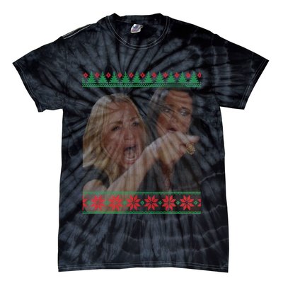 Yelling At Cat Meme Funny Ugly Christmas Tie-Dye T-Shirt