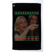 Yelling At Cat Meme Funny Ugly Christmas Golf Towel