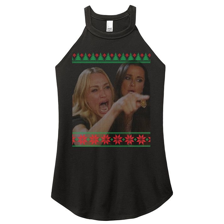 Yelling At Cat Meme Funny Ugly Christmas Women's Perfect Tri Rocker Tank