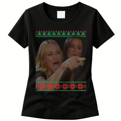 Yelling At Cat Meme Funny Ugly Christmas Womens T-Shirt