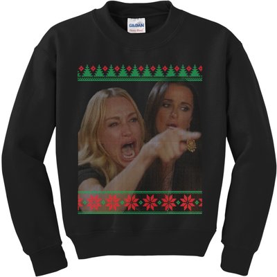 Yelling At Cat Meme Funny Ugly Christmas Kids Sweatshirt