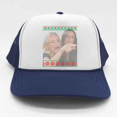 Yelling At Cat Meme Funny Ugly Christmas Trucker Hat