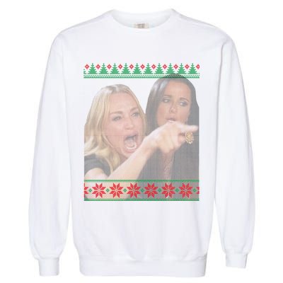 Yelling At Cat Meme Funny Ugly Christmas Garment-Dyed Sweatshirt