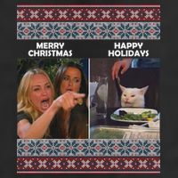 Yelling Cat Meme Christmas Sweater Funny 7 Panel Mesh Trucker Snapback Hat
