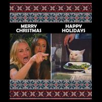 Yelling Cat Meme Christmas Sweater Funny 16 in Basic Backpack