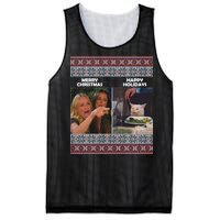 Yelling Cat Meme Christmas Sweater Funny Mesh Reversible Basketball Jersey Tank