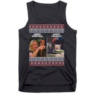 Yelling Cat Meme Christmas Sweater Funny Tank Top