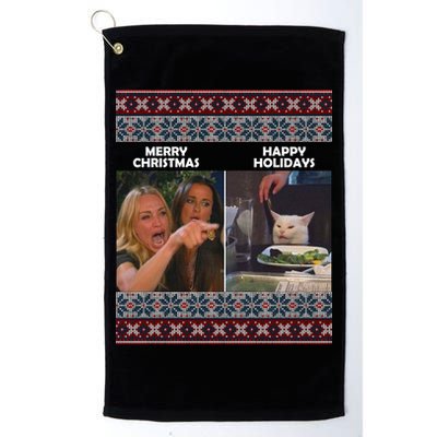 Yelling Cat Meme Christmas Sweater Funny Golf Towel