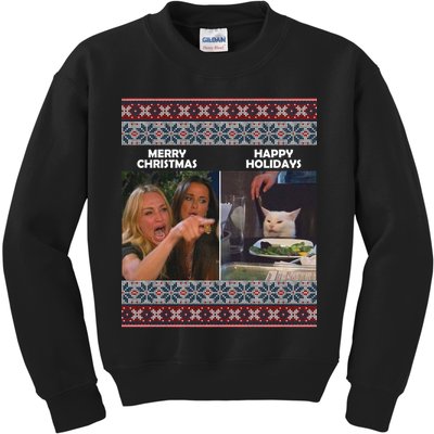 Yelling Cat Meme Christmas Sweater Funny Kids Sweatshirt