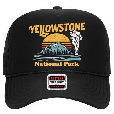 Yellow Stone Park Retro High Crown Mesh Back Trucker Hat