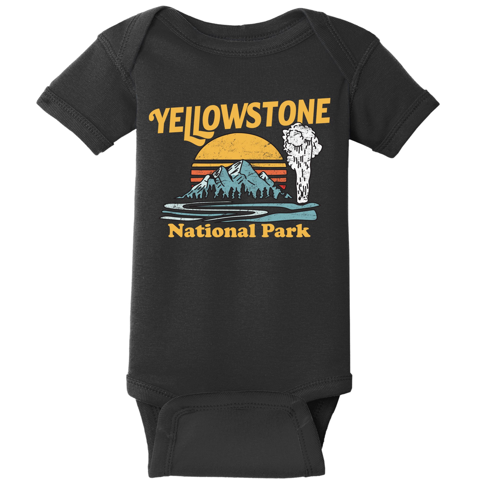 Yellow Stone Park Retro Baby Bodysuit