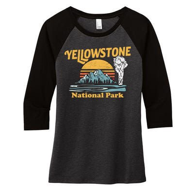 Yellow Stone Park Retro Women's Tri-Blend 3/4-Sleeve Raglan Shirt