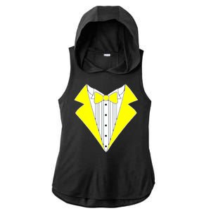 Yellow Tuxedo Tux Wedding Ladies PosiCharge Tri-Blend Wicking Draft Hoodie Tank