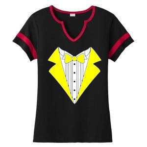 Yellow Tuxedo Tux Wedding Ladies Halftime Notch Neck Tee