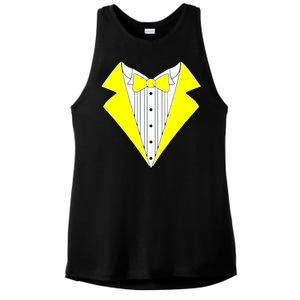 Yellow Tuxedo Tux Wedding Ladies PosiCharge Tri-Blend Wicking Tank