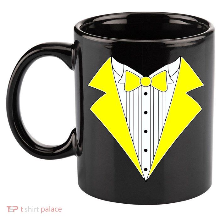 Yellow Tuxedo Tux Wedding 11oz C Handle Ceramic Mug