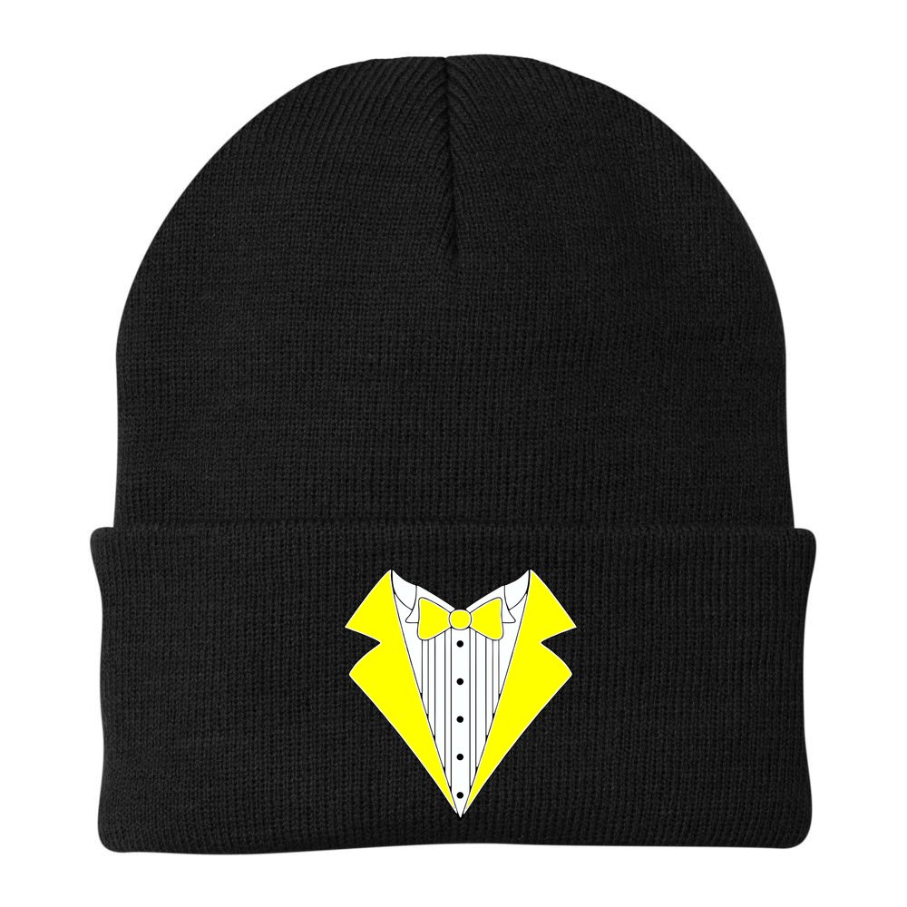 Yellow Tuxedo Tux Wedding Beanie