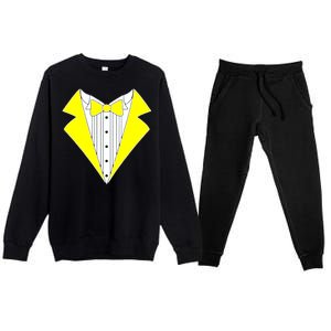 Yellow Tuxedo Tux Wedding Premium Crewneck Sweatsuit Set