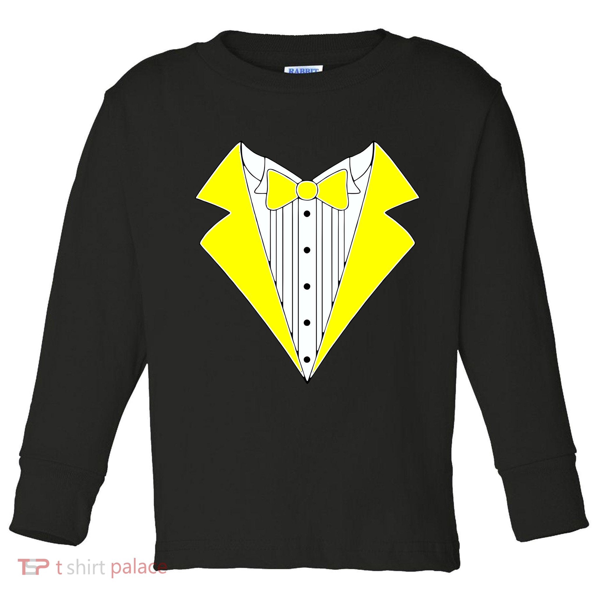 Yellow Tuxedo Tux Wedding Toddler Long Sleeve Shirt