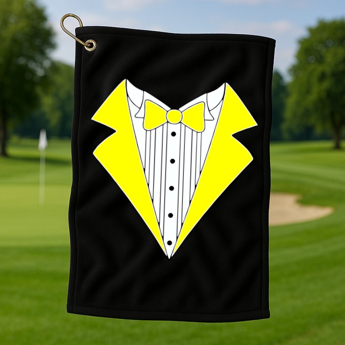Yellow Tuxedo Tux Wedding Golf Towel