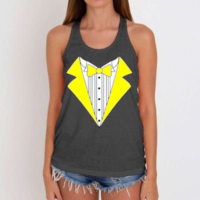 Yellow Tuxedo Tux Wedding Women's Knotted Racerback Tank