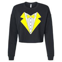 Yellow Tuxedo Tux Wedding Cropped Pullover Crew