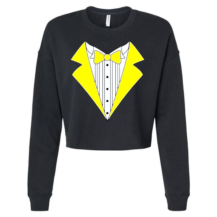 Yellow Tuxedo Tux Wedding Cropped Pullover Crew