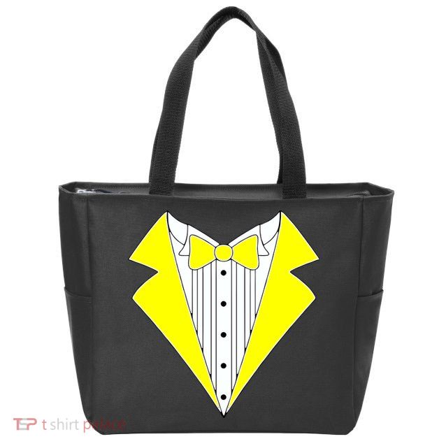 Yellow Tuxedo Tux Wedding Zip Tote Bag