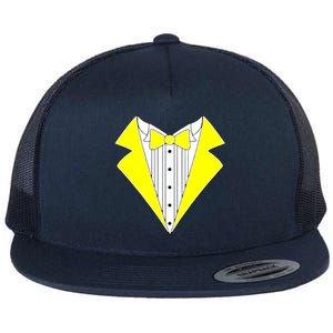 Yellow Tuxedo Tux Wedding Flat Bill Trucker Hat