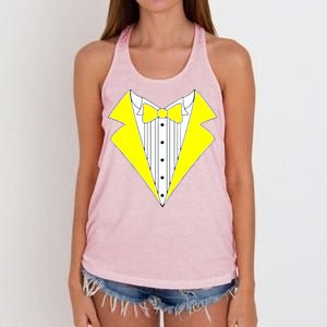 Yellow Tuxedo Tux Wedding Women's Knotted Racerback Tank