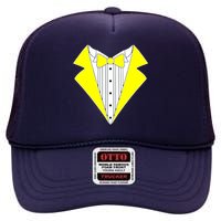 Yellow Tuxedo Tux Wedding High Crown Mesh Back Trucker Hat