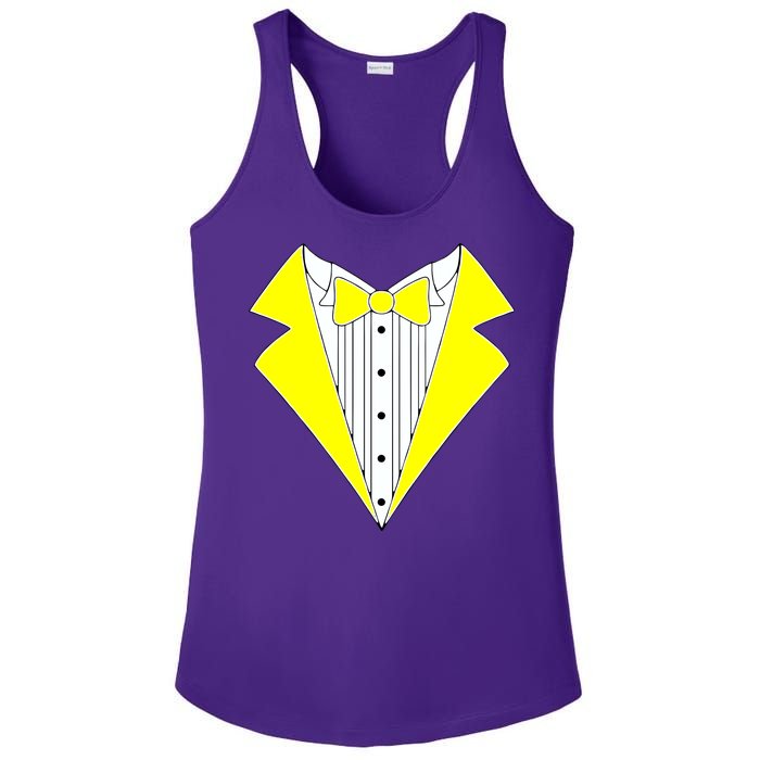 Yellow Tuxedo Tux Wedding Ladies PosiCharge Competitor Racerback Tank