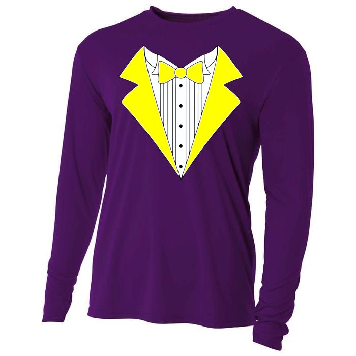 Yellow Tuxedo Tux Wedding Cooling Performance Long Sleeve Crew