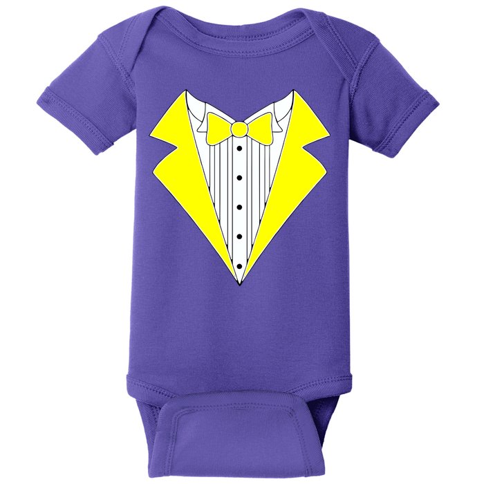 Yellow Tuxedo Tux Wedding Baby Bodysuit