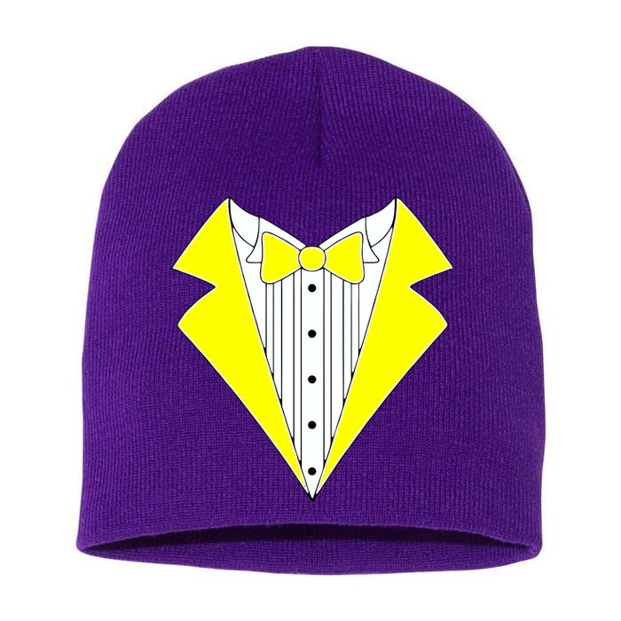 Yellow Tuxedo Tux Wedding Short Acrylic Beanie