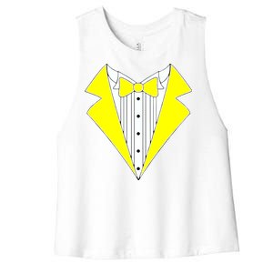 Yellow Tuxedo Tux Wedding Women's Racerback Cropped Tank