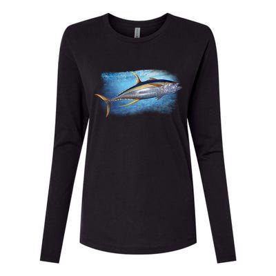 Yellowfin Tuna Swimming Womens Cotton Relaxed Long Sleeve T-Shirt