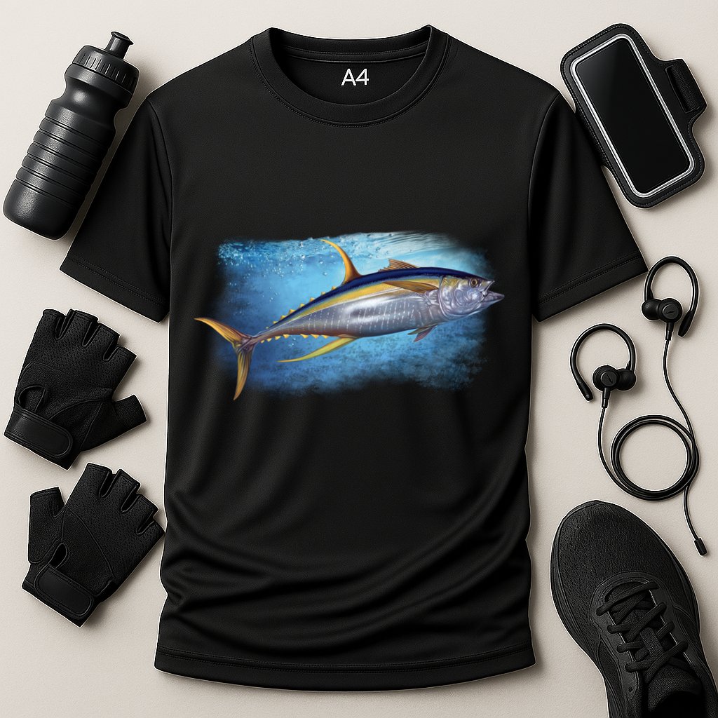 Yellowfin Tuna Swimming Cooling Performance Crew T-Shirt