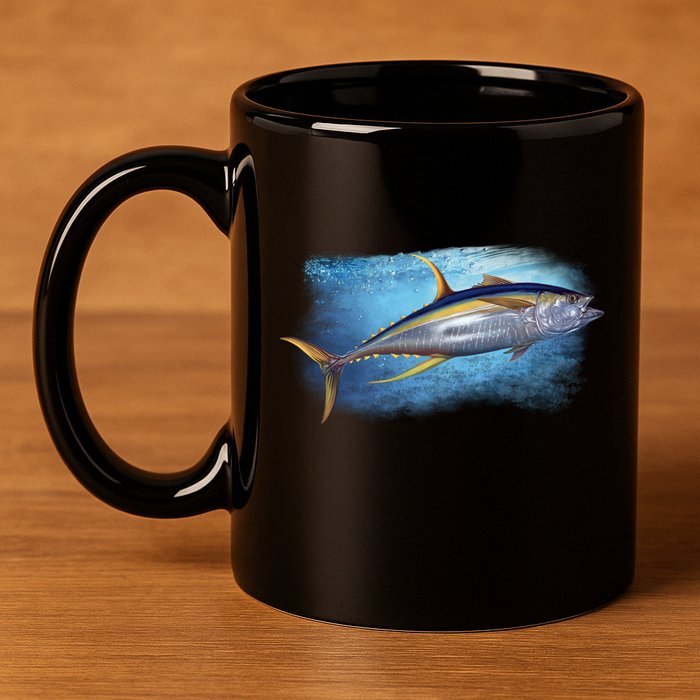 Yellowfin Tuna Swimming 11oz C Handle Ceramic Mug