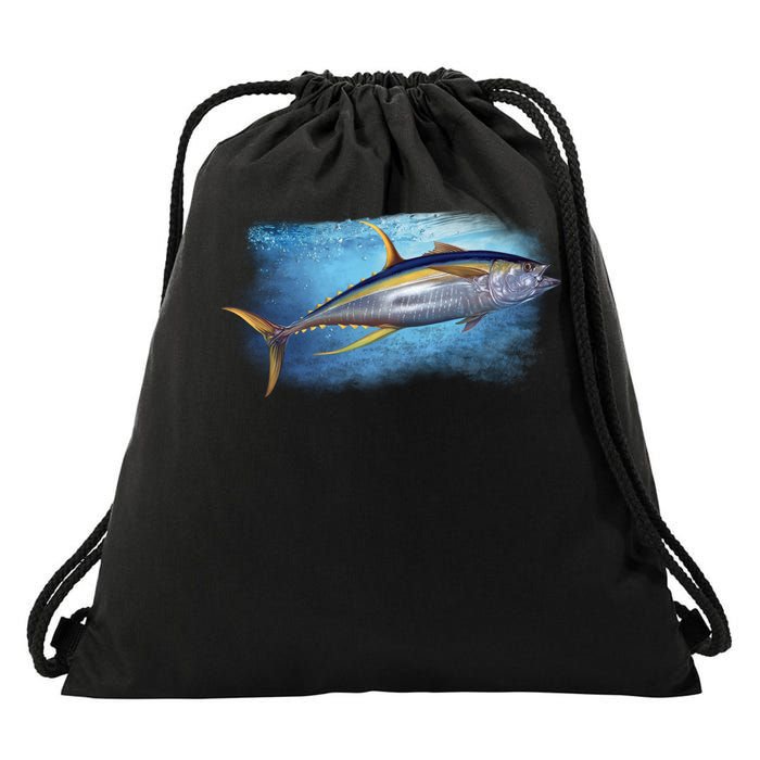 Yellowfin Tuna Swimming Drawstring Bag