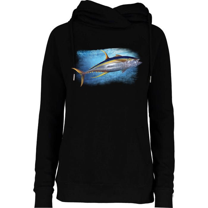 Yellowfin Tuna Swimming Womens Funnel Neck Pullover Hood