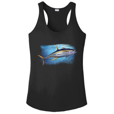 Yellowfin Tuna Swimming Ladies PosiCharge Competitor Racerback Tank