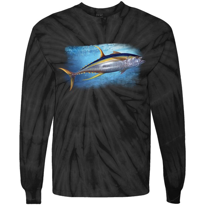 Yellowfin Tuna Swimming Tie-Dye Long Sleeve Shirt