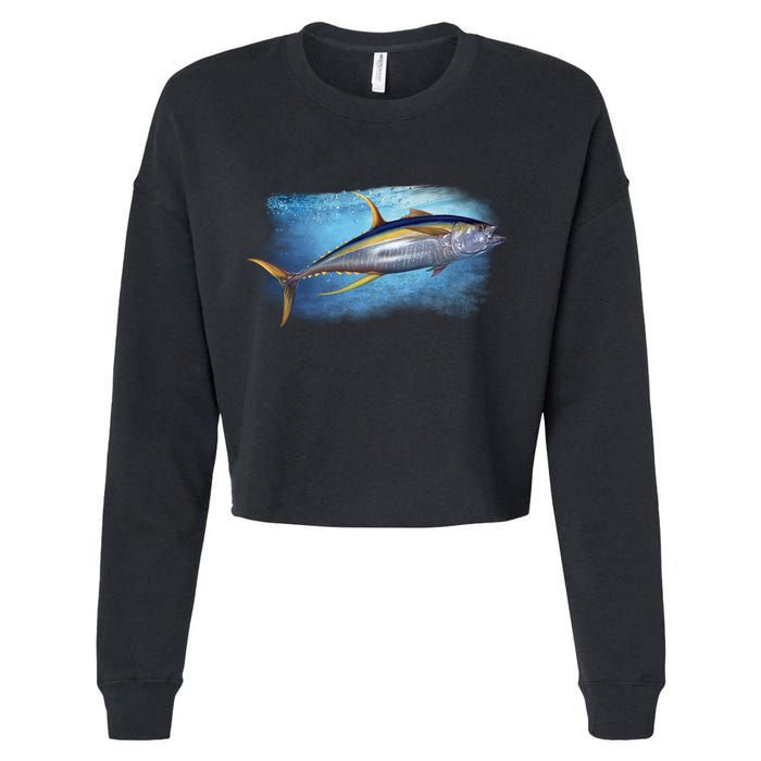 Yellowfin Tuna Swimming Cropped Pullover Crew