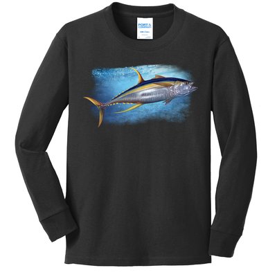 Yellowfin Tuna Swimming Kids Long Sleeve Shirt