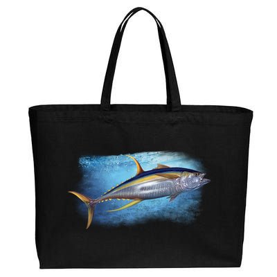 Yellowfin Tuna Swimming Cotton Canvas Jumbo Tote