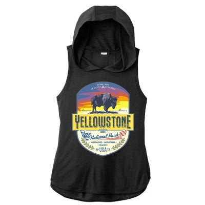 Yellowstone National Park Ladies PosiCharge Tri-Blend Wicking Draft Hoodie Tank