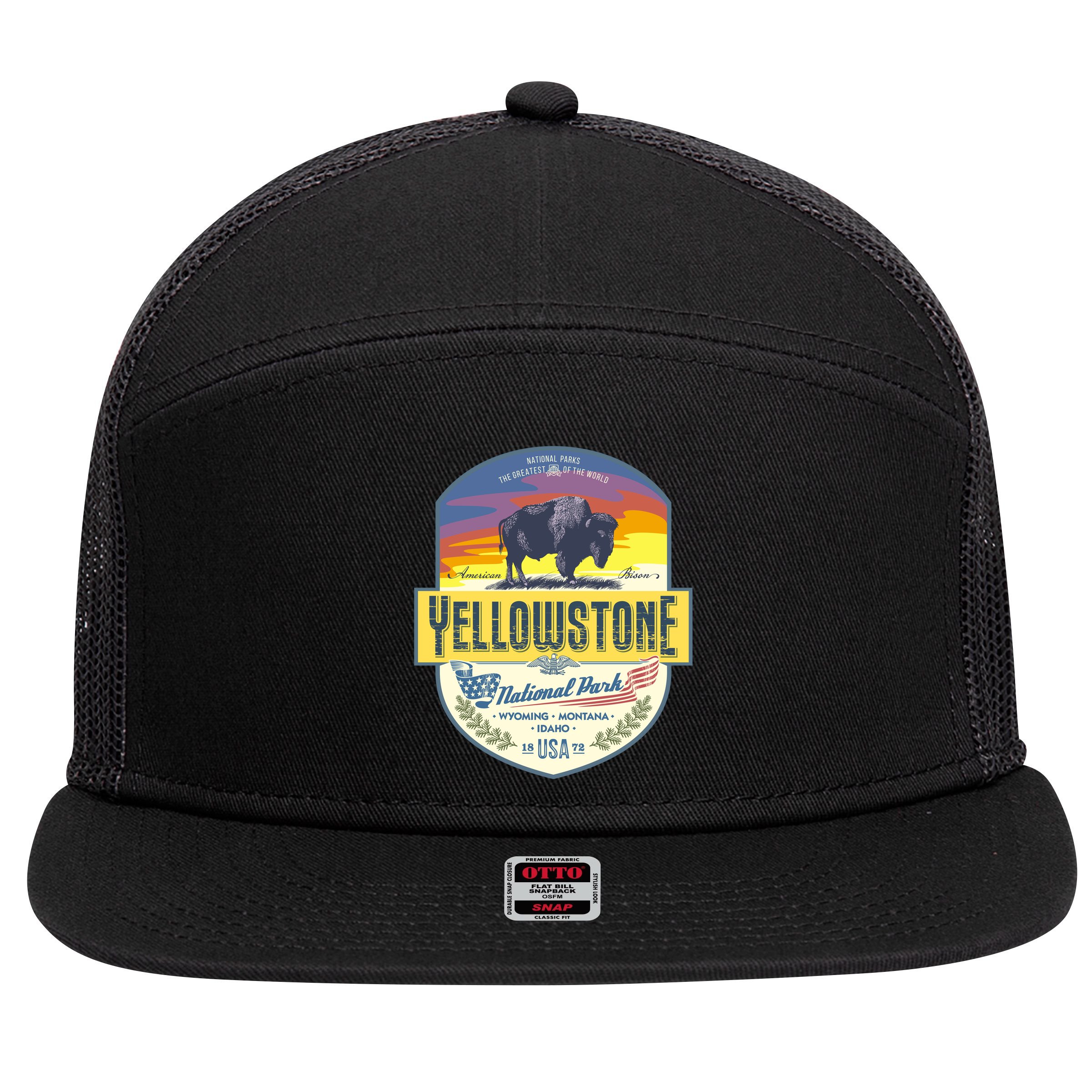 Yellowstone National Park 7 Panel Mesh Trucker Snapback Hat