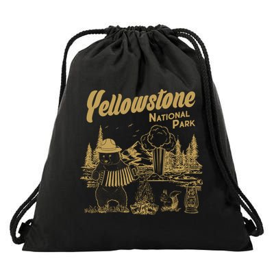 Yellowstone National Park Accordion Park Ranger Bear Drawstring Bag