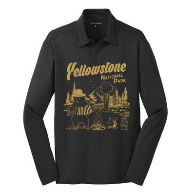 Yellowstone National Park Accordion Park Ranger Bear Silk Touch Performance Long Sleeve Polo